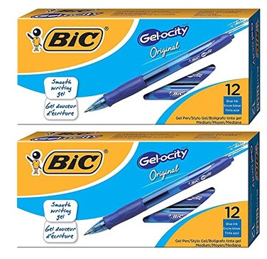 BIC Gel-ocity Retractable Gel Pen, Medium Point ,0.7 mm, Blue, 24-Count