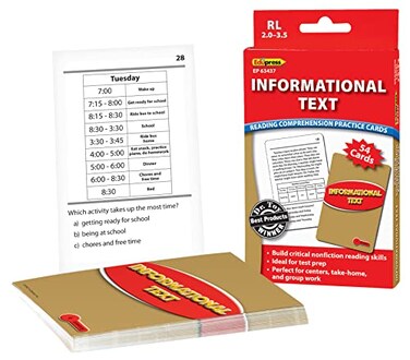 Edupress Reading Comprehension Practice Cards, Informational Text, Red Level ,EP63437Medium