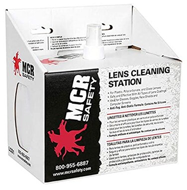 MCR Safety LCS1 Lens Cleaning Station Solution, White, White