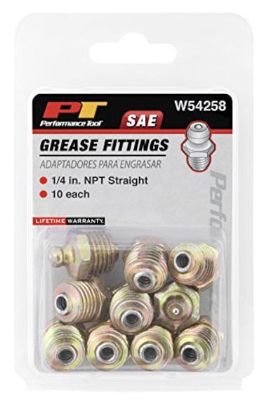 Performance Tool W54258 1/4 in. NPT Straight Grease Fitting, 10 Pack
