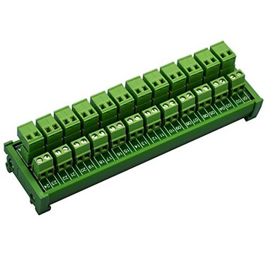 Electronics-Salon DIN Rail Mount Pluggable 12x2 Position 10A / 300V Screw Terminal Block Distribution Module. ,Top Wire Connects