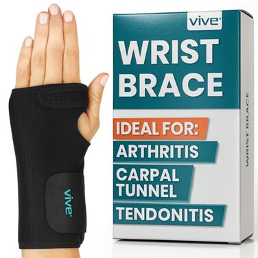 Vive Wrist Brace - Carpal Tunnel Hand Compression Support Wrap for Men