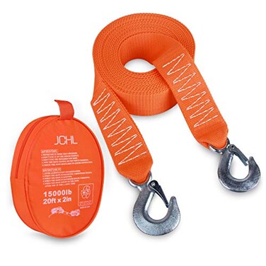 JCHL Tow Strap Heavy Duty with Hooks 2x2015,000LB Recovery Strap 6,8 Tons Towing Strap with Safety Hooks Polyester