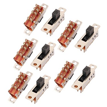 sourcing map uxcell 10Pcs 3 Position 8P DPDT Panel Mount Micro Slide Switch Latching Toggle Switch