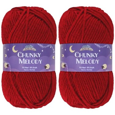 BambooMN JubileeYarn Chunky Melody Yarn - Ruby Red - 2 Skeins
