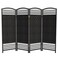 Red Lantern 4 ft. Short Fiber Weave Folding Screen - Black - 4 Panels