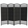 Red Lantern 4 ft. Short Fiber Weave Folding Screen - Black - 4 Panels