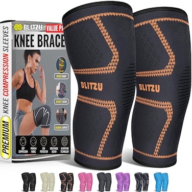 BLITZU Knee Brace MenWomen, Knee Compression Sleeve Support Wrap Tendonitis M