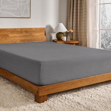 Bare Home Flannel Fitted Bottom Sheet 100% Cotton ,King, Grey
