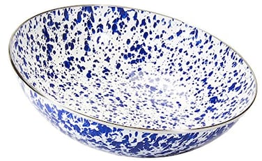Golden Rabbit Enamelware Catering Bowl, 5 quart, Cobalt Swirl