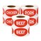 OfficeSmartLabels Beef Chicken Pork Meat Sticker Bundle, Red, 1.75 x 1 inch