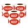 OfficeSmartLabels Beef Chicken Pork Meat Sticker Bundle, Red, 1.75 x 1 inch