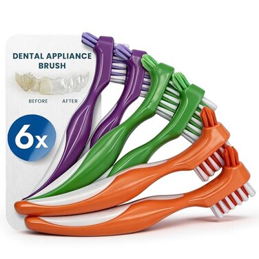 TCS Soft Bristle Denture Brush“ For Dentures, RetainersAligners“ 6 Pack