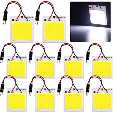 Grandview 10-Pack 12V COB LED Car Interior Dome Lights, 48-SMD, 10 Adapters