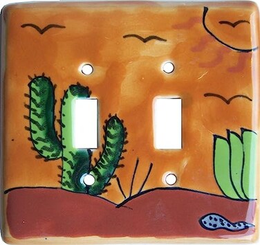 Fine CraftsImports Desert Talavera Ceramic Double Toggle Switch Plate