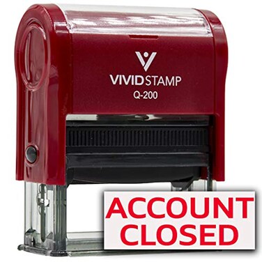 Vivid Stamp Account Closed Self Inking Rubber Stamp ,Red Ink- Medium