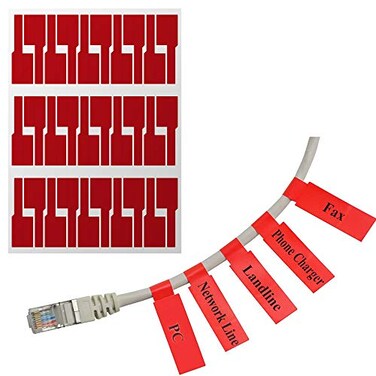 Mr-LabelUS letter Sheet Self-adhesive Cable Label - WaterproofTear Resistant - with Free Print Tool - for Laser Printer ,20 Sheets ,600 Labels, red