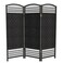 Red Lantern 4 ft. Short Fiber Weave Folding Screen - Black - 3 Panels