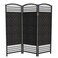 Red Lantern 4 ft. Short Fiber Weave Folding Screen - Black - 3 Panels