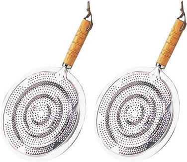 Home Style 2 Simmer Ring Flame Heat Diffuser with Wooden Handle 2 Pack with Hanging Loop