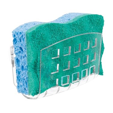 iDesign Plastic Sponge Holder with Suction Cups, Clear
