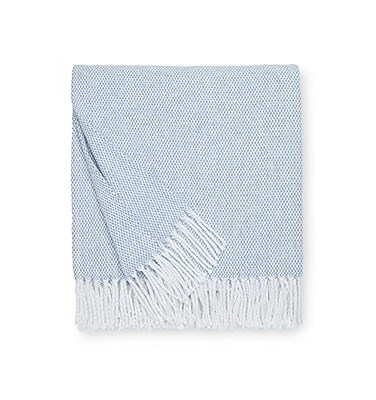 Sferra Terzo 100% Brushed Cotton Throw - Ocean/White