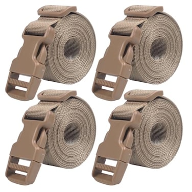 XTACER Backpack Accessory Strap Luggage Straps Cover Strap Sleeping Bag Strap with Buckle ,TAN - Release Buckle Straps ,4-Pack
