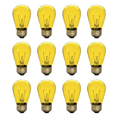 Xtricity Incandescent S14 Edison Light Bulb, String Light Replacement, E26 Medium Base, 130V, Yellow ,12 Pack