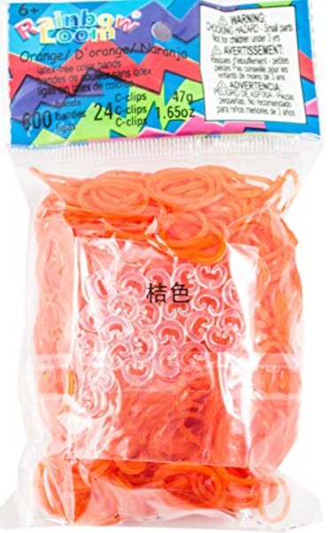 Rainbow Loom Orange Jelly Rubber Bands RefillC-Clips