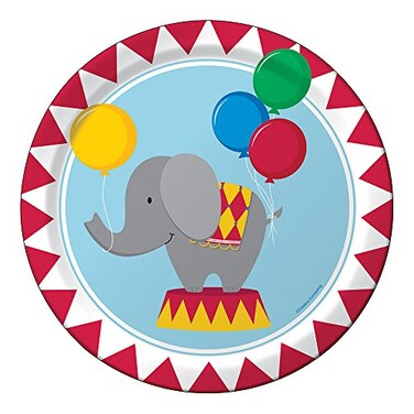 Creative Converting 8-Count Round Paper Dinner Plates, Circus Time
