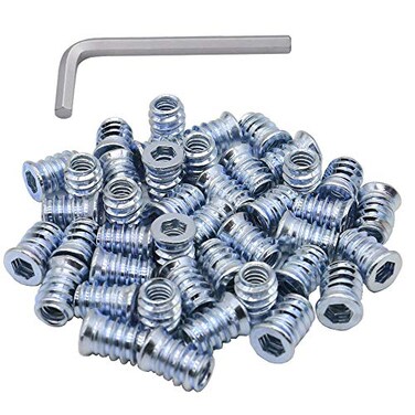 Sprite Science 1/4-20 Hex Drive Threaded Inserts for Wood - 40 Pieces
