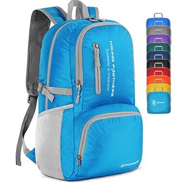 ZOMAKE Lightweight Packable Backpack, 35L Foldable Daypack ,Light Blue