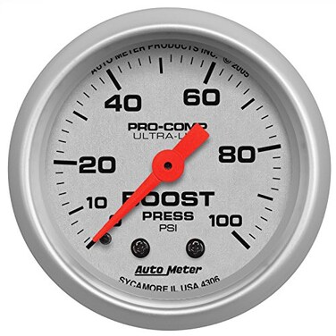 Auto Meter 4306 Ultra-Lite Mechanical Boost Gauge 2.3125 in.