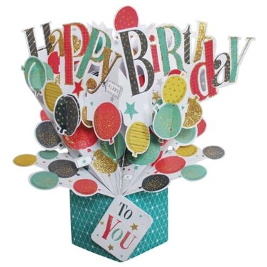 Second Nature Pop Ups Second Nature Birthday Balloons Pop Up Greeting Card - POP169,Multi Colour,20cm x 20cm
