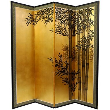 Red Lantern 5.5 ft. Tall Gold Leaf Bamboo Room Divider