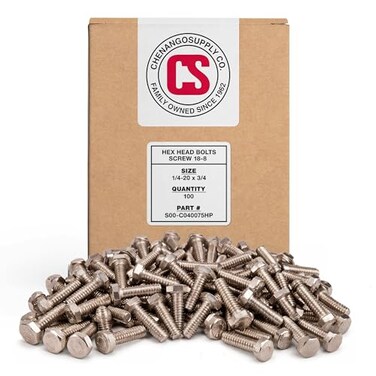 Chenango Supply 1/4-20 x 3/4" Stainless Hex Head Bolts