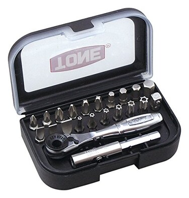 TONE Bit Ratchet Set BRS20 1/4" Hex Shank Bit Black 22-Piece