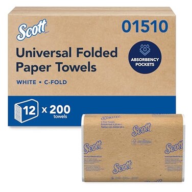 Scott Professional C-Fold Paper Hand Towels, Bulk, 12 x 200 Sheets ,01510