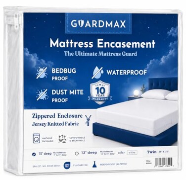 Guardmax Twin Mattress Protector Zippered, Bed Bug Mattress Cover