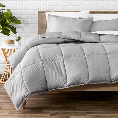 Bare Home Queen Comforter Set - 1800 Ultra Soft ,Queen, Light Grey