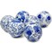 Red Lantern 3" BlueWhite Decorative Porcelain Ball Set
