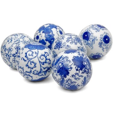 Red Lantern 3" BlueWhite Decorative Porcelain Ball Set