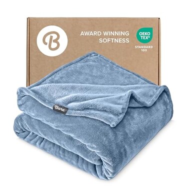 Bare Home Fleece Blanket Luxury Microplush ,Full/Queen, Coronet Blue