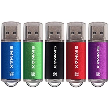 SIMMAX Flash Drive 5 Pack 32GB USB 2.0 Flash Drives Thumb Drive Memory Stick Pen Drive with Led Indicator ,Blue Green Black Red Purple