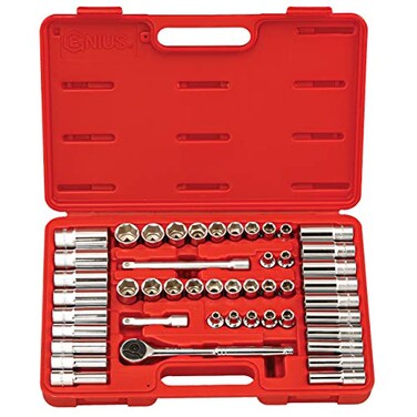 GENIUS TOOLS 47 Piece 3/8" Dr. MetricSAE Deep Hand Socket Set GS-347MS