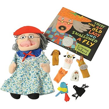 Constructive Playthings Hand PuppetStory Props, Old Lady Swallowed Fly