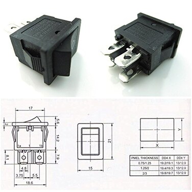 CESS Hull Shape Snap-in KCD1-104 4 Pin ON-Off Switch ,2 Pack