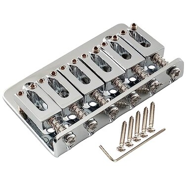 Musiclily Basic 52.5mm Fixed Hardtail Saddle Dual Load Guitar Bridge Chrome