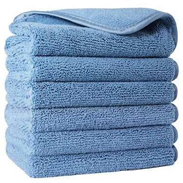 POLYTE 330 GSM Poly Blend Microfiber Shower Wash Cloth Face Towel, 13x13 in