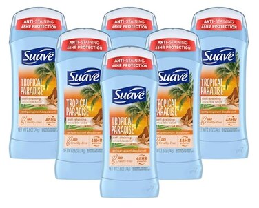 Suave Deodorant 2.6 Ounce 24Hr Tropic Paradise Invis. Solid ,76ml,6 Pack